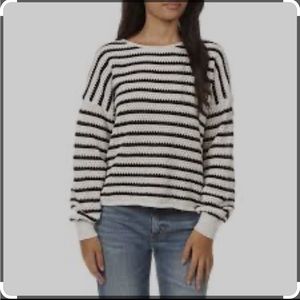 Sweater NWT by Blu Pepper from Von Maur Boxy Striped Medium, Black+White, Cotton